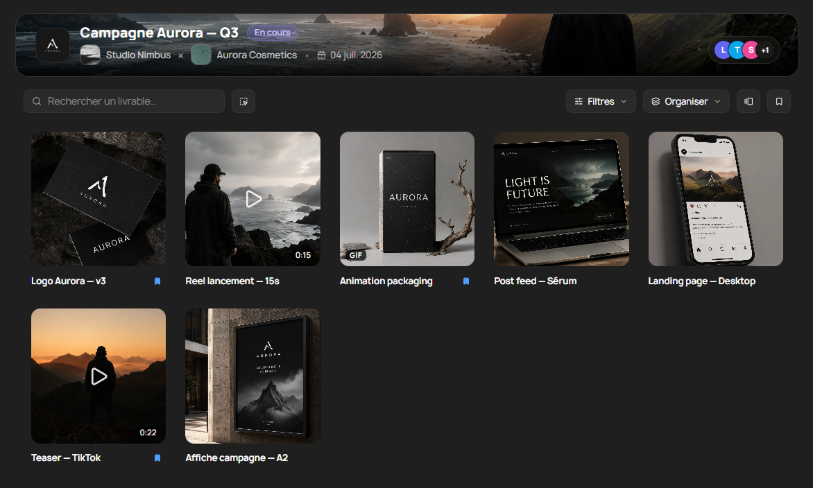 Client board UI on a laptop
