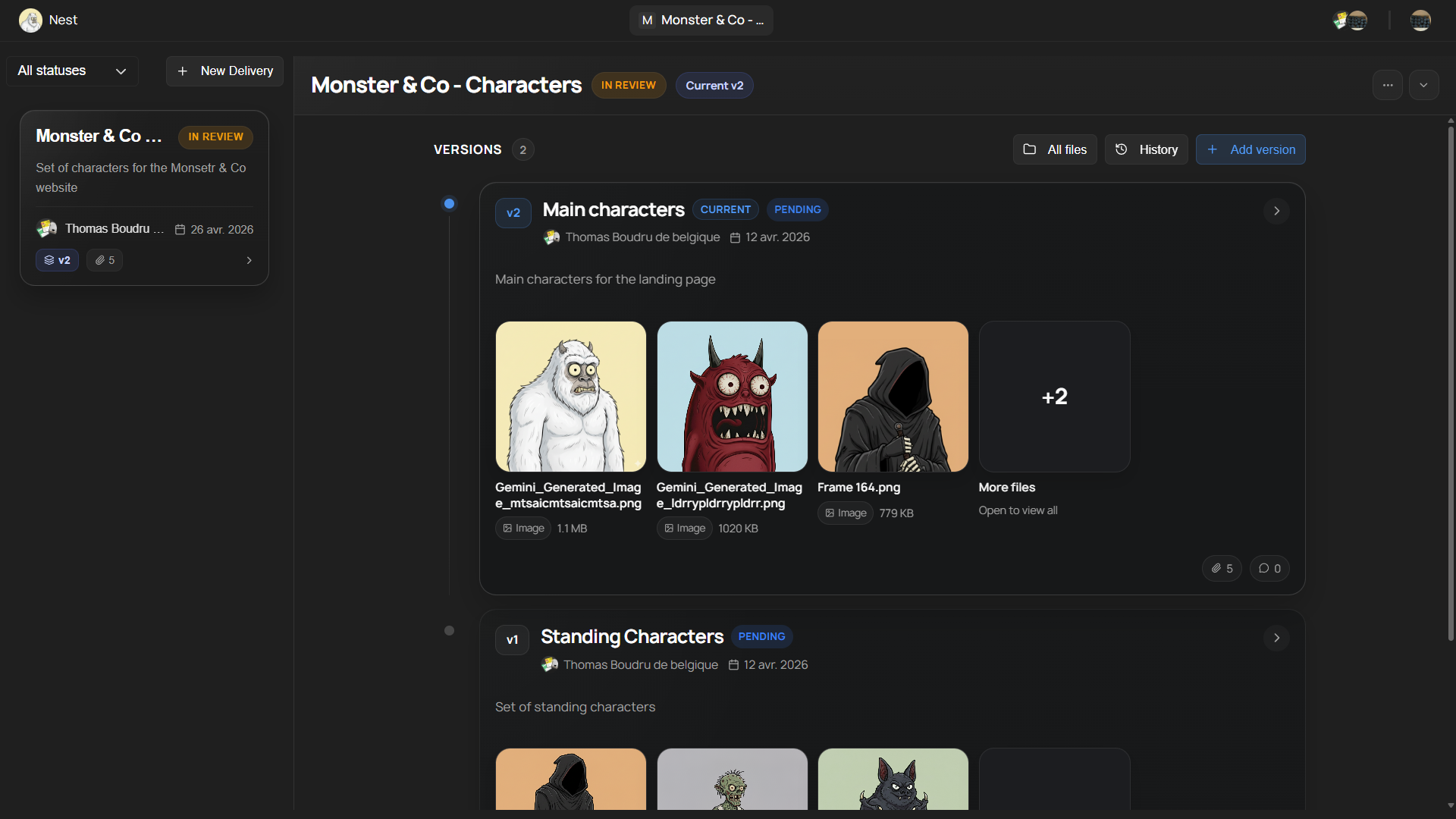 Client board UI mockup on a laptop