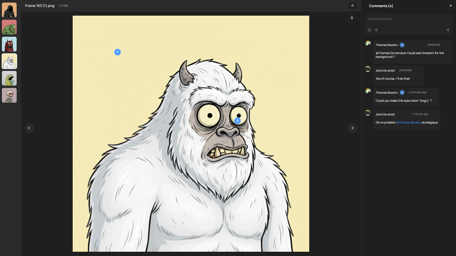 Client board UI mockup on a laptop